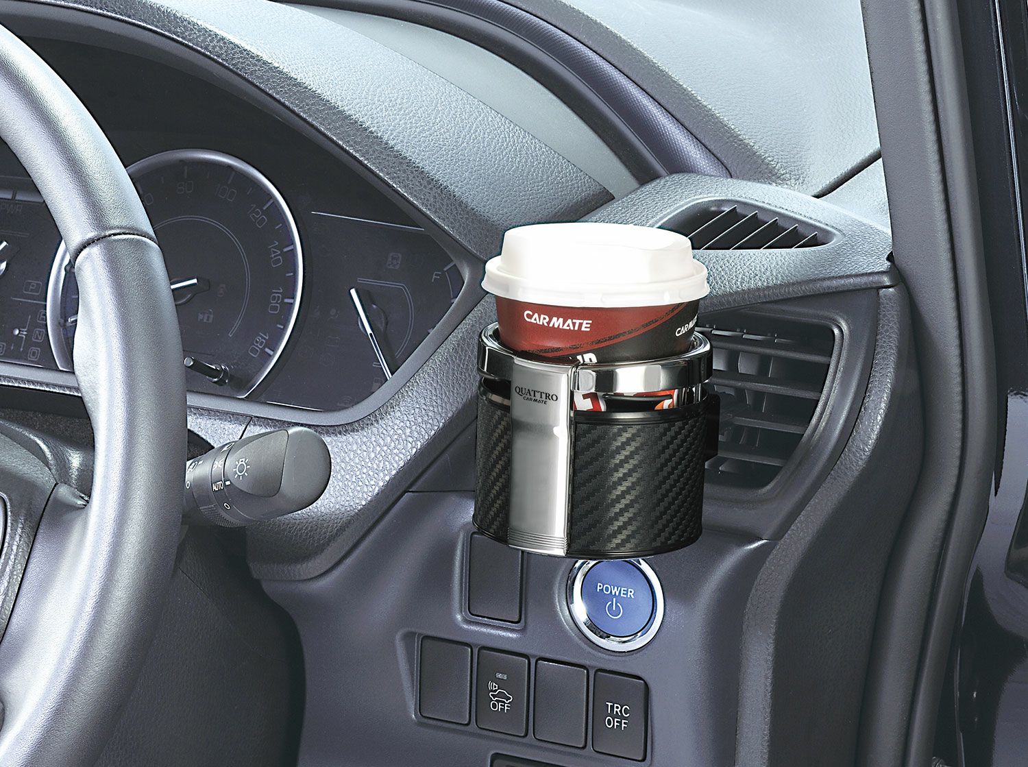 DZ266 ドリンクホルダー クワトロ カーボン調 メッキ | カーメイト