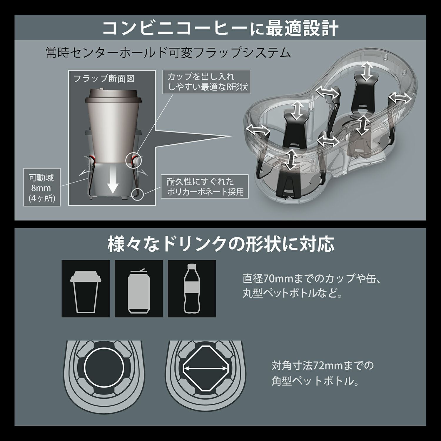 DZ412 ツインカップホルダー クワトロ Xカーボン調 ブラックメッキ