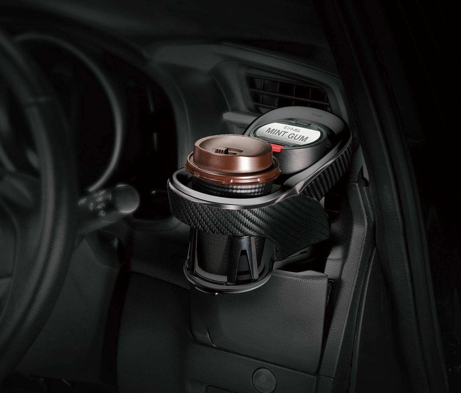 DZ412 ツインカップホルダー クワトロ Xカーボン調 ブラックメッキ