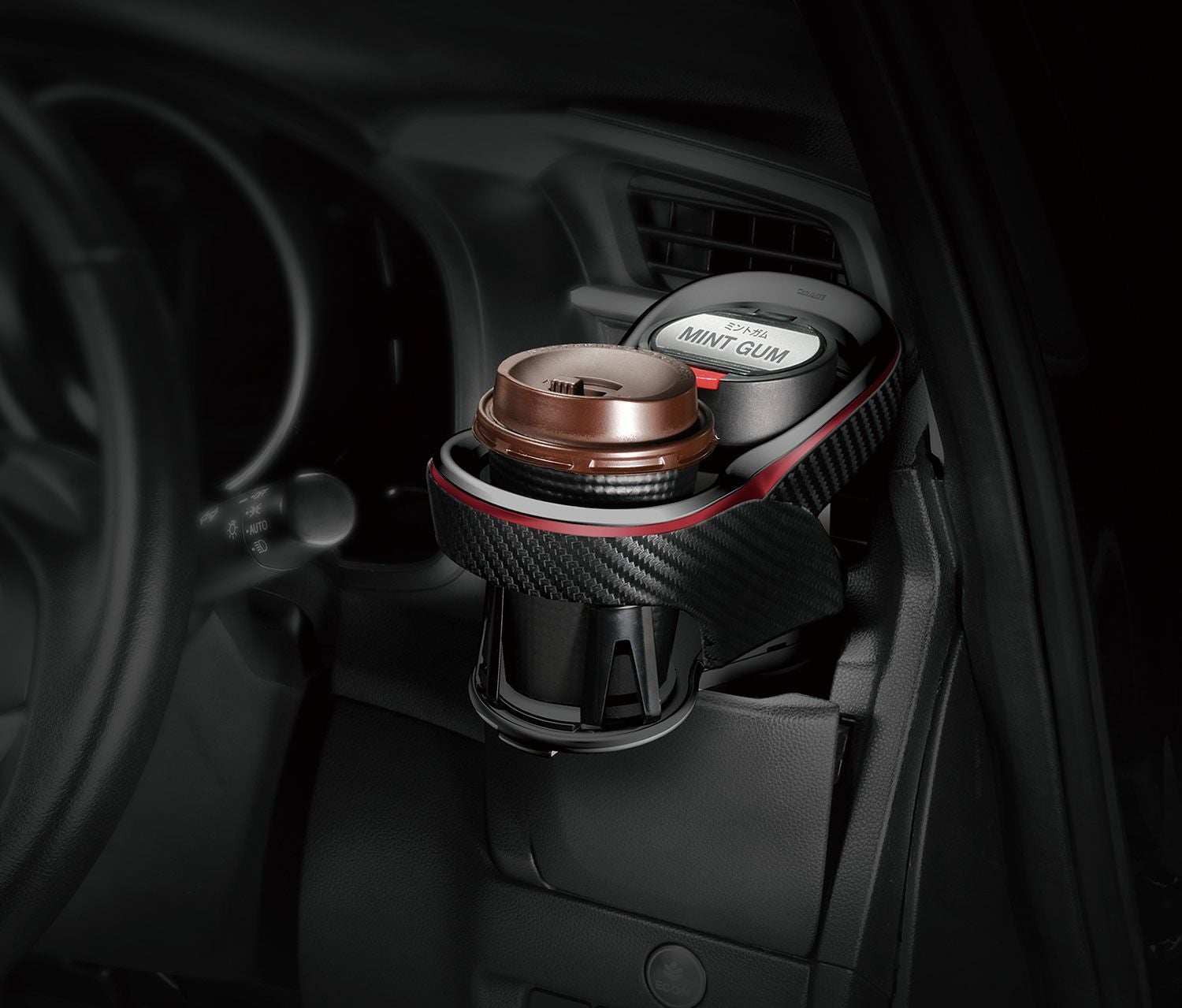 DZ413 ツインカップホルダー クワトロ Xカーボン調 メタリックレッド