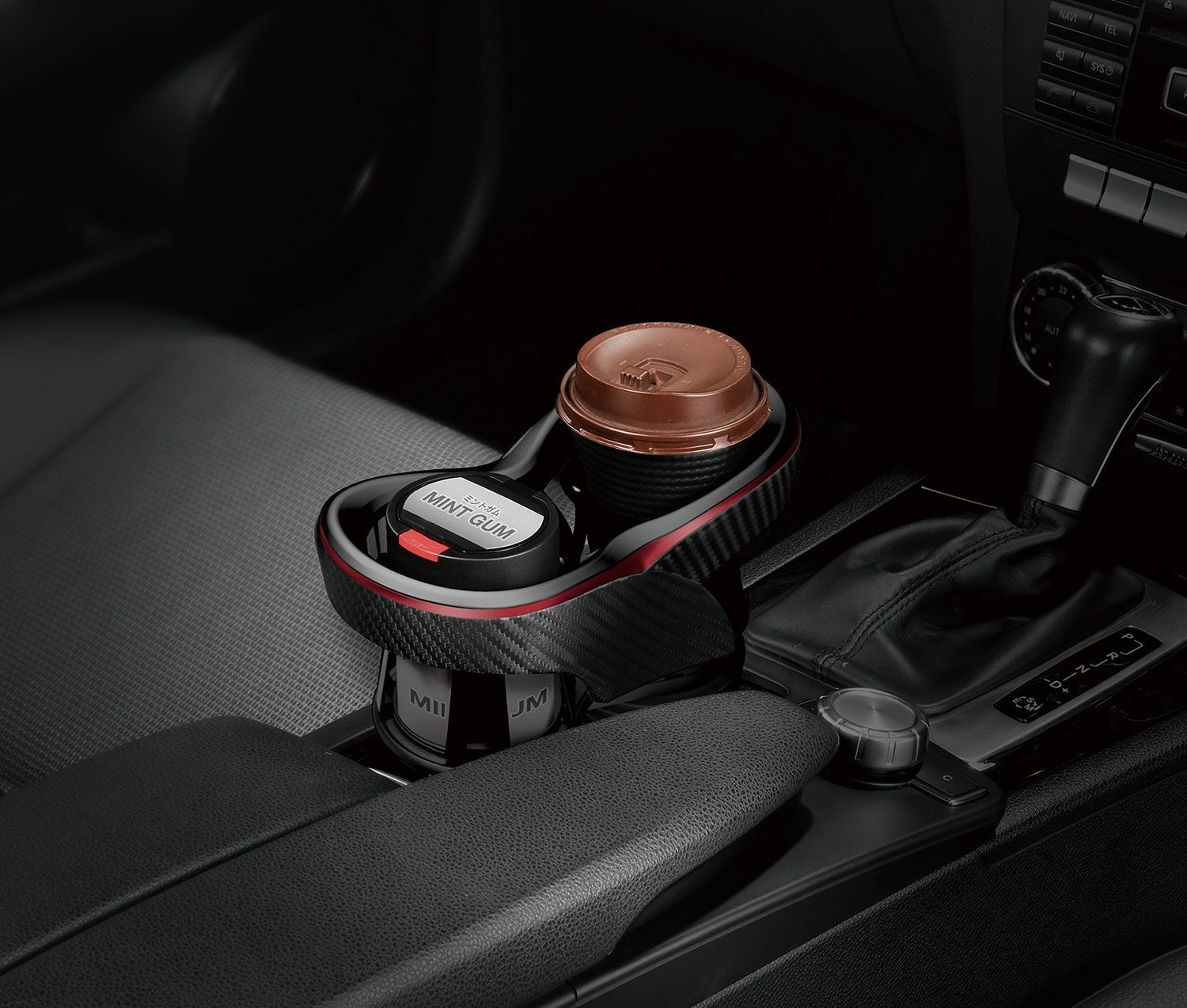 DZ413 ツインカップホルダー クワトロ Xカーボン調 メタリックレッド