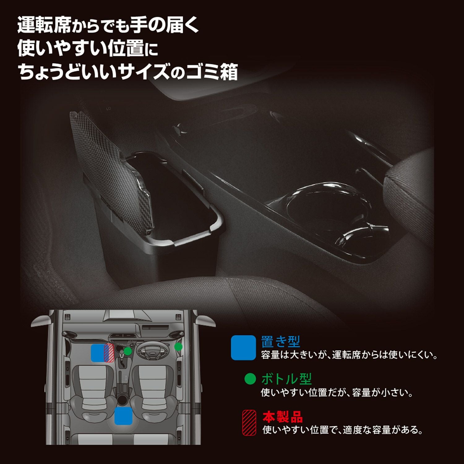 CZ489 センターコンソールゴミ箱 カーボン調 | カーメイト 公式