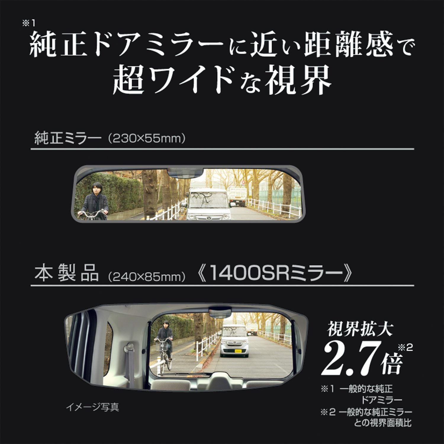 M44 リヤビューミラー OCTAGON 1400SR 240 高反射 | カーメイト 公式