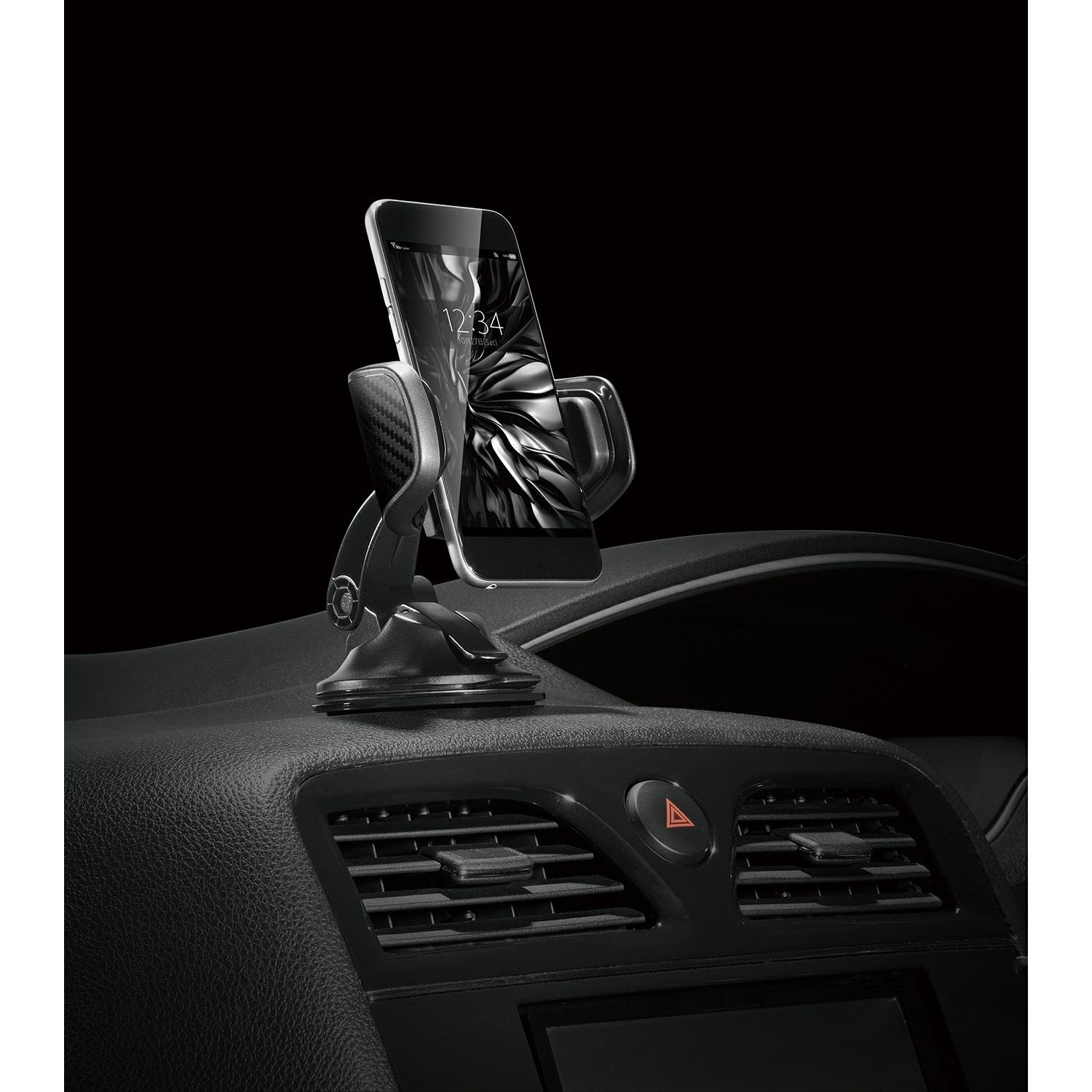 DZ519 スマホルダー クイック 吸盤 カーボン調 BLACK EDITION