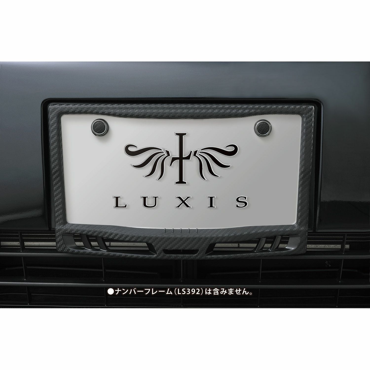LS405 LUXIS ナンバーボルトキャップ カーボンルック&BKメッキ