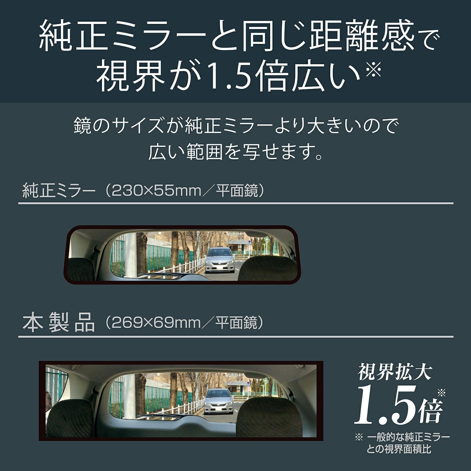 M53 平面ルームミラー 270mm ブルー鏡 | カーメイト 公式オンライン