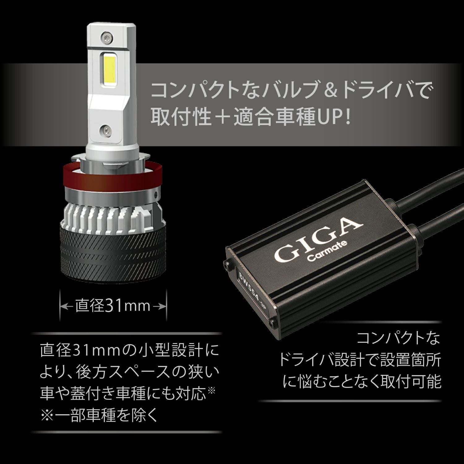 BW553 GIGA LEDヘッド&フォグバルブS7 6000K H8/H9/H11/H16 7000lm
