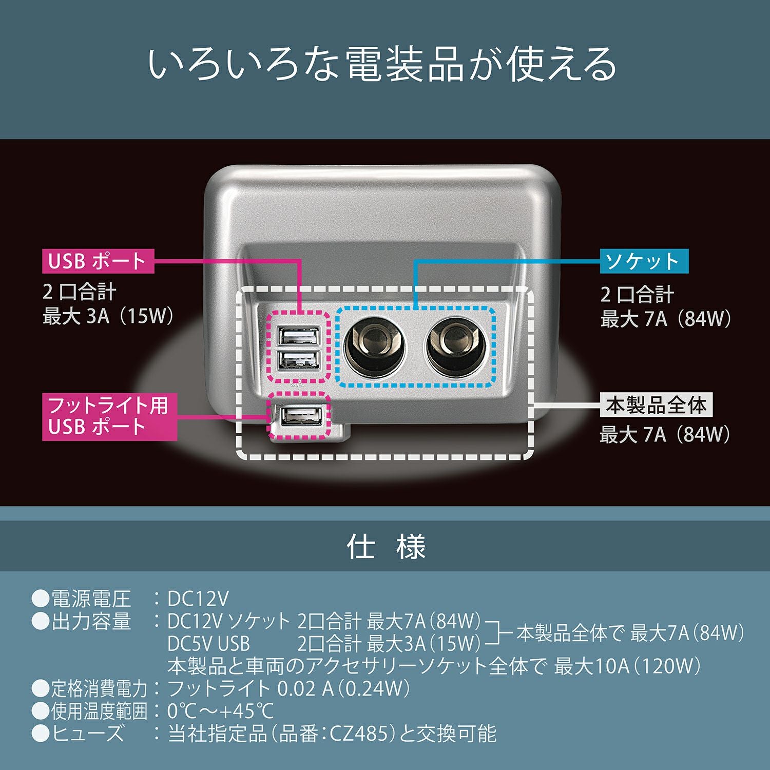 NZ589 エブリイ専用 増設電源ユニット シルバー | カーメイト 公式