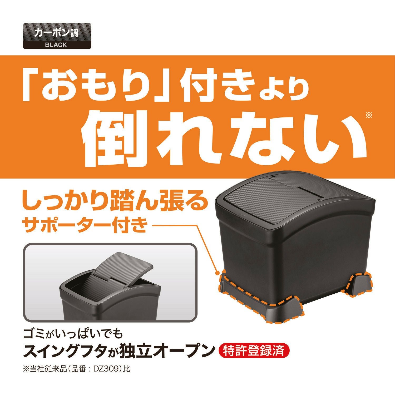 DZ572 サポーター付ゴミ箱 カーボン調 ブラック | カーメイト 公式