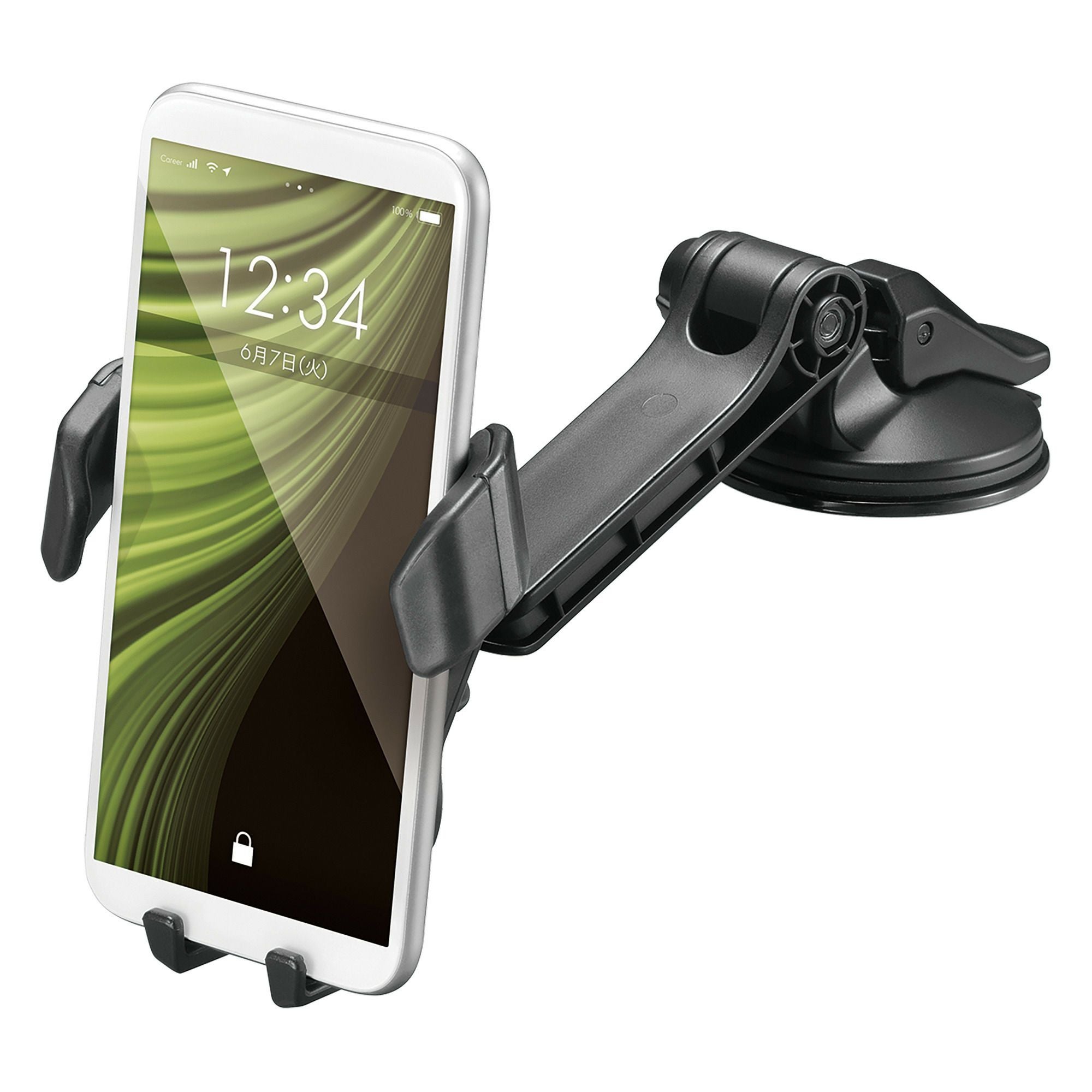 SA34 スマホルダー 吸盤SS ロングアーム ウィングキャッチ ブラック