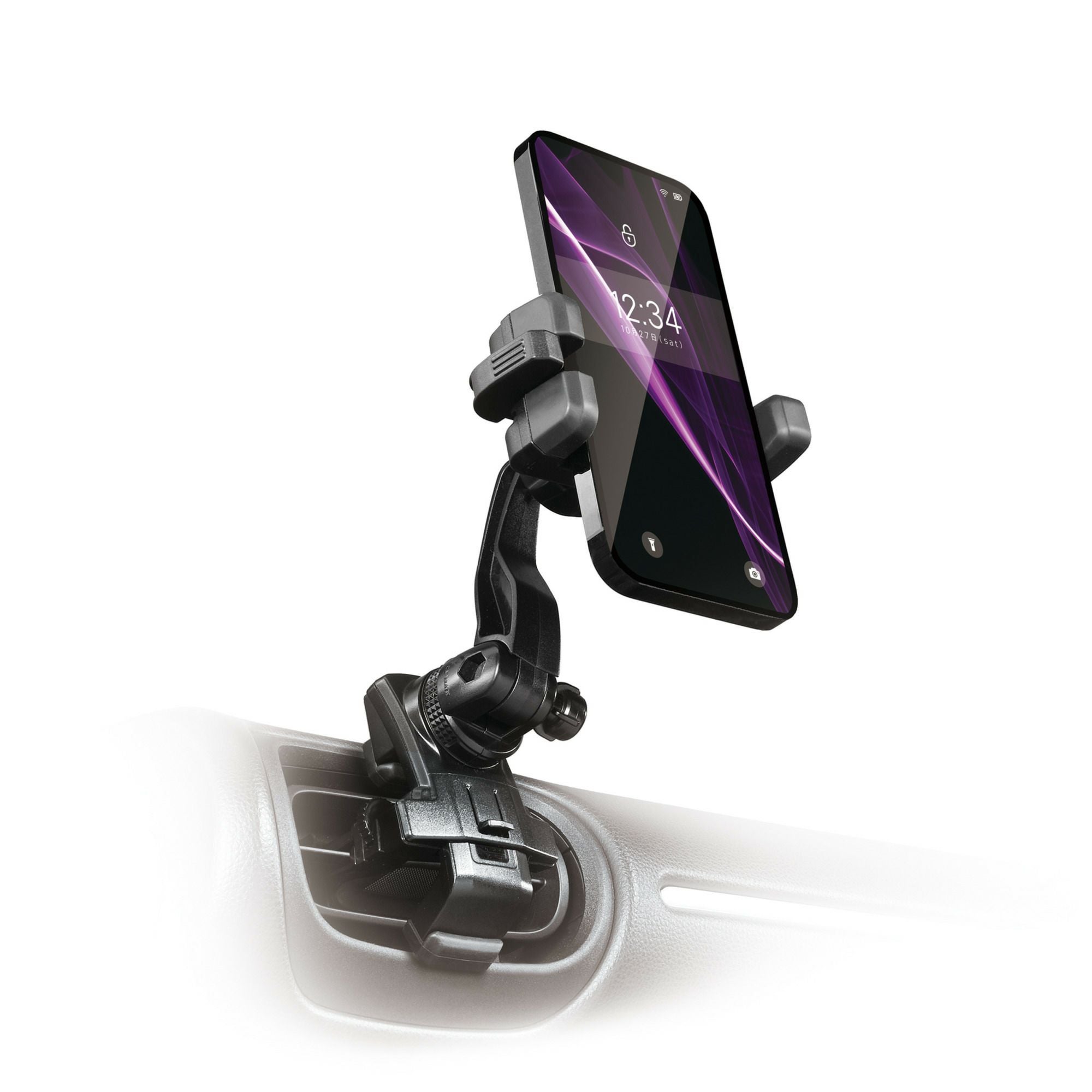 SA40 スマホルダー エアコン取付け ロングアーム クイックS ブラック