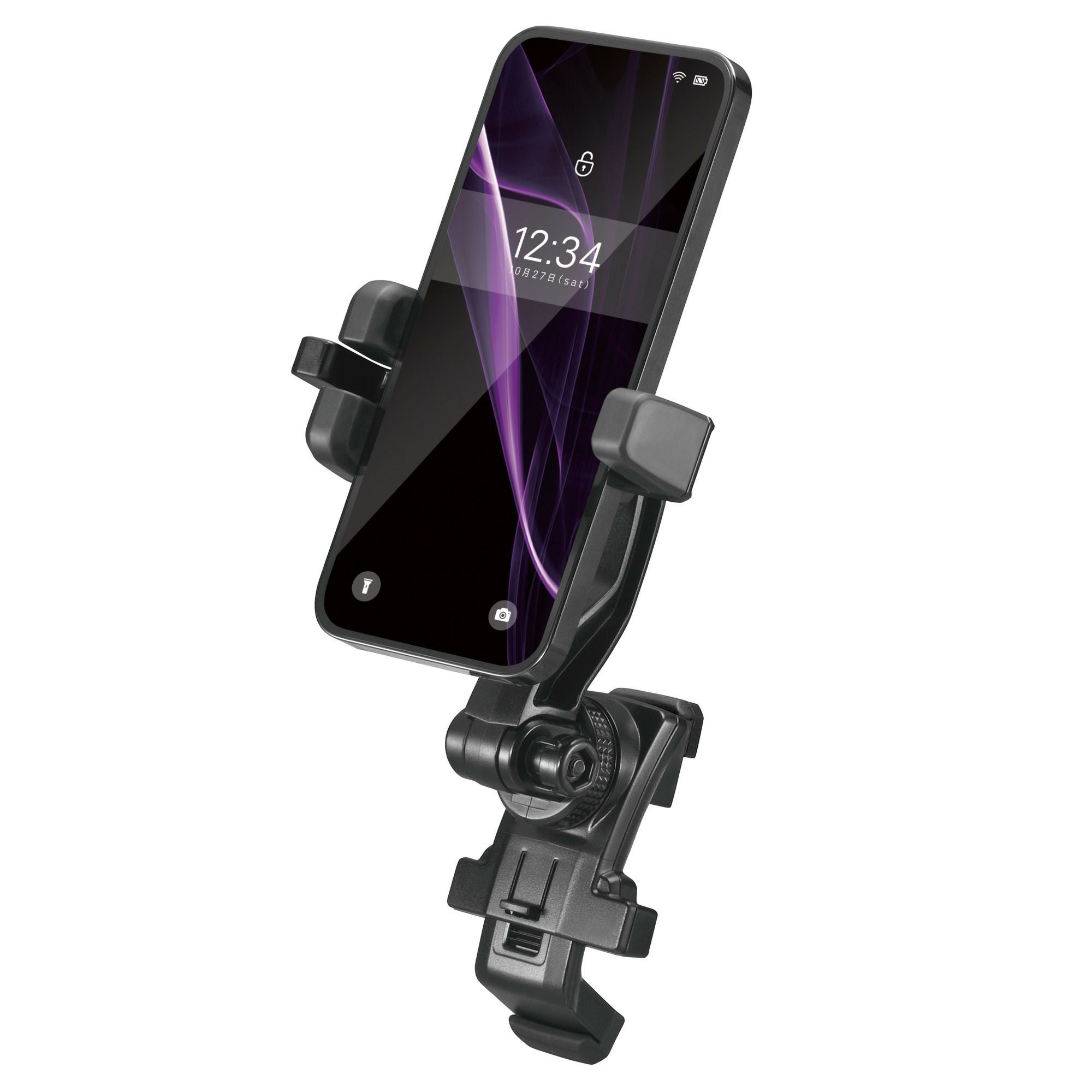 SA40 スマホルダー エアコン取付け ロングアーム クイックS ブラック
