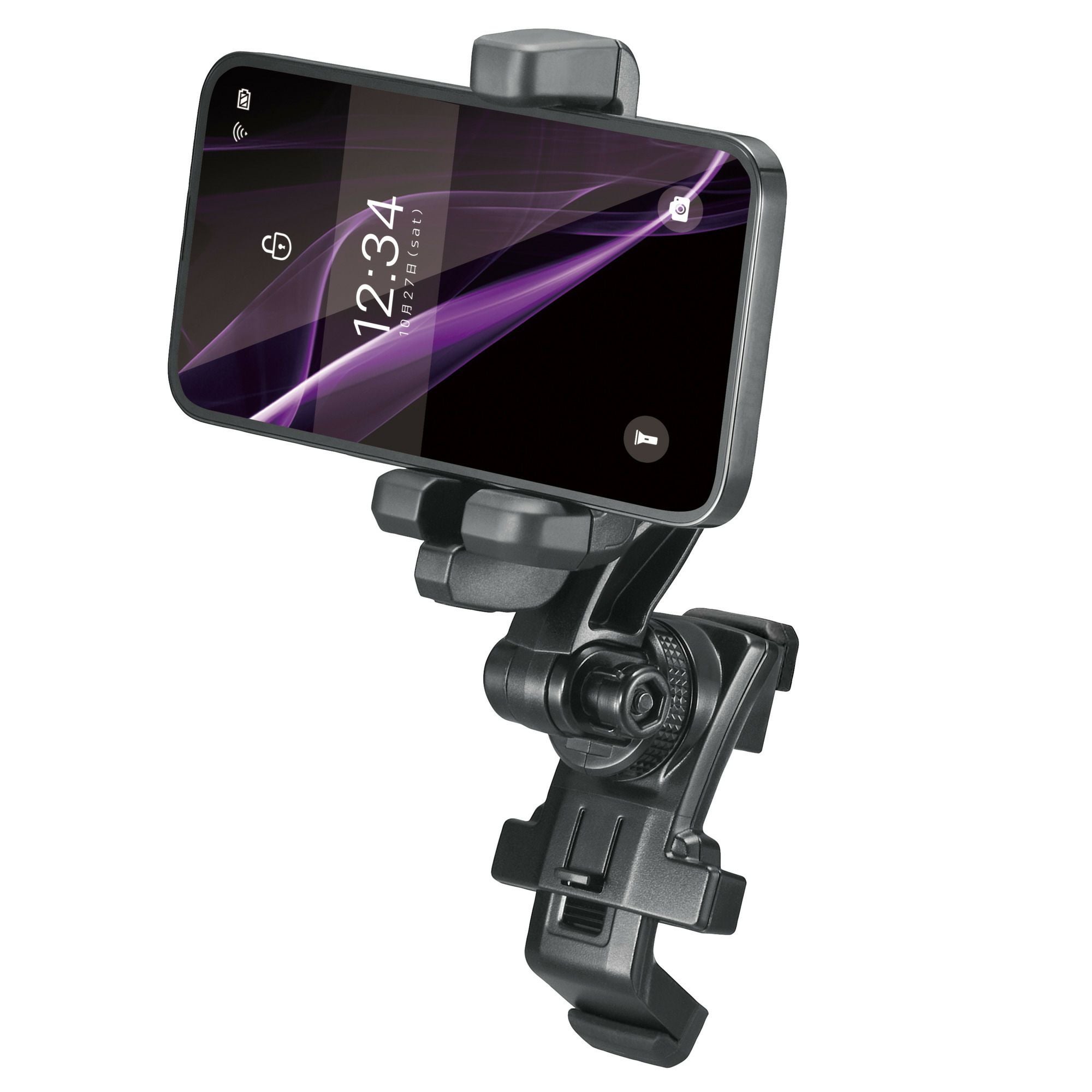 SA40 スマホルダー エアコン取付け ロングアーム クイックS ブラック