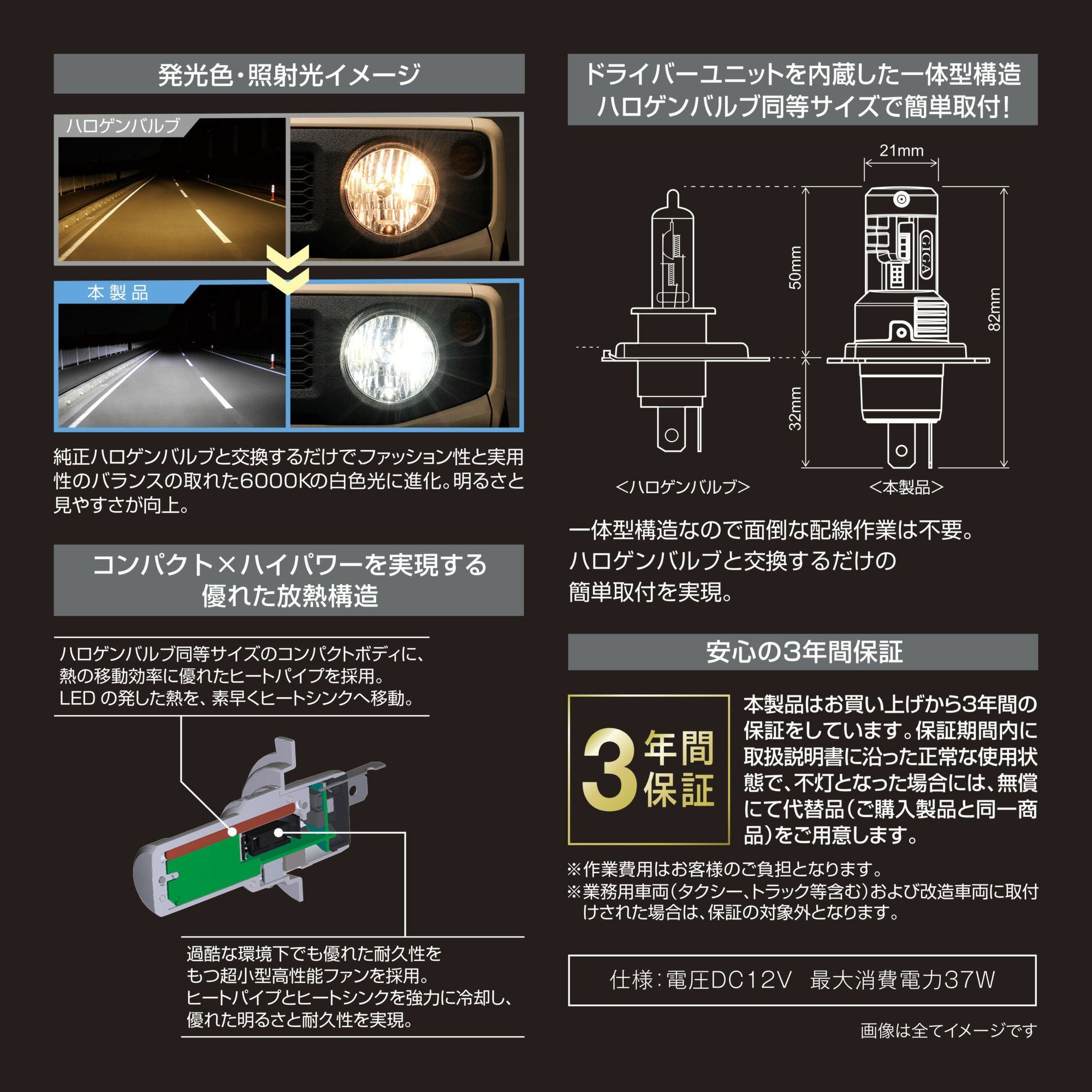 BW571 GIGA LEDヘッドバルブ C5500 6000K H4 | カーメイト 公式
