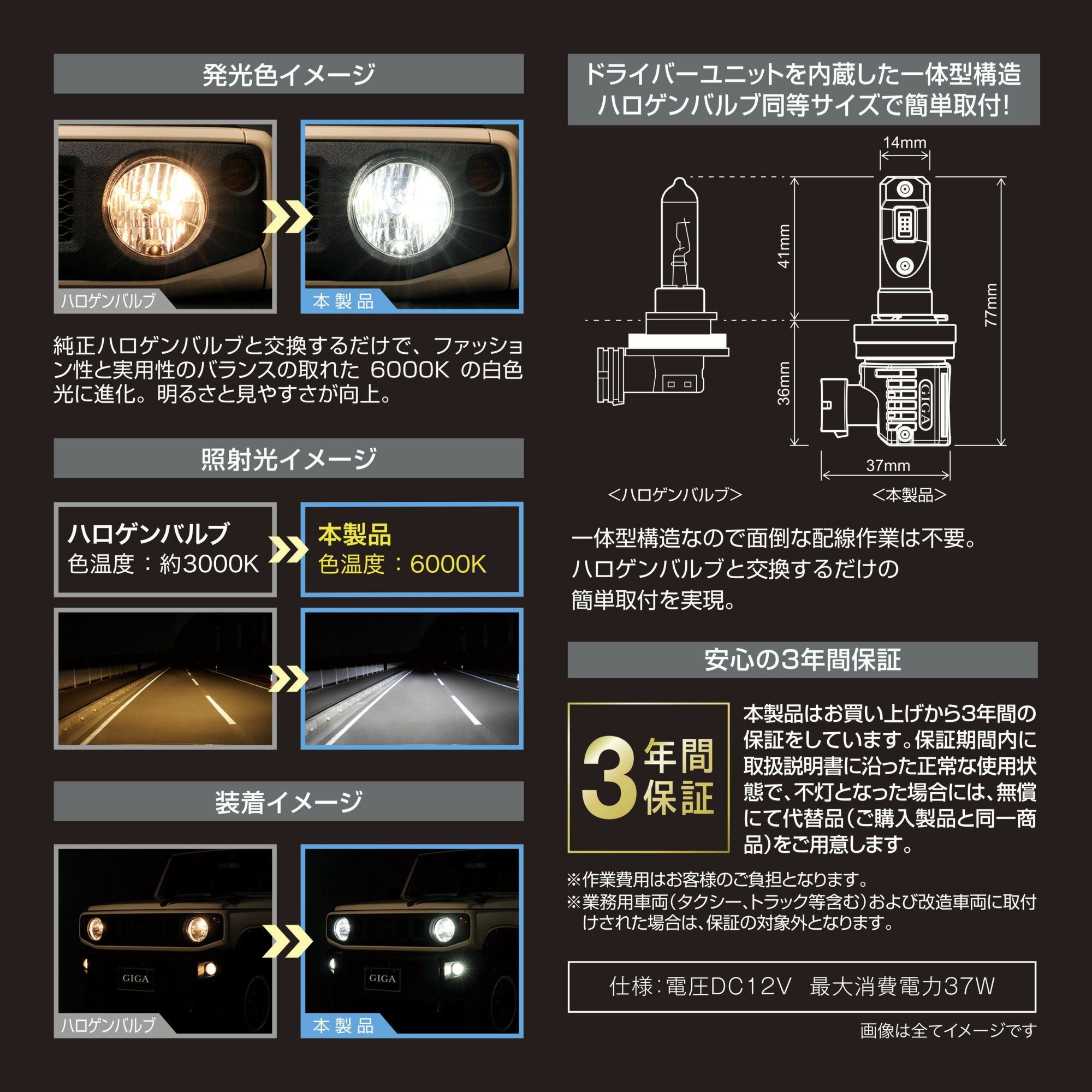GIGA C5500 BW573 LED　ベッドライト　H8/H9/H11/H16 ヨドバシ.com - GIGA LEDヘッド＆フォグバルブ C5500 6000K H8/H9/H11