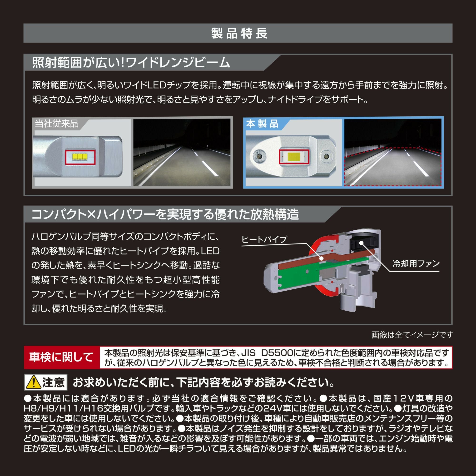 BW573 GIGA LEDヘッド&フォグバルブ C5500 6000K H8/H9/H11/H16