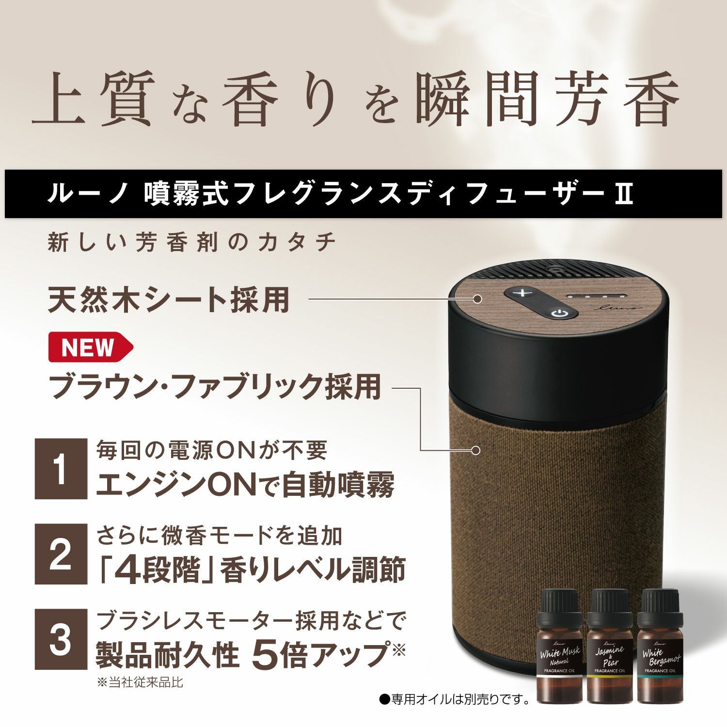 L10006 ルーノ 噴霧式フレグランスディフューザー2 ブラウン