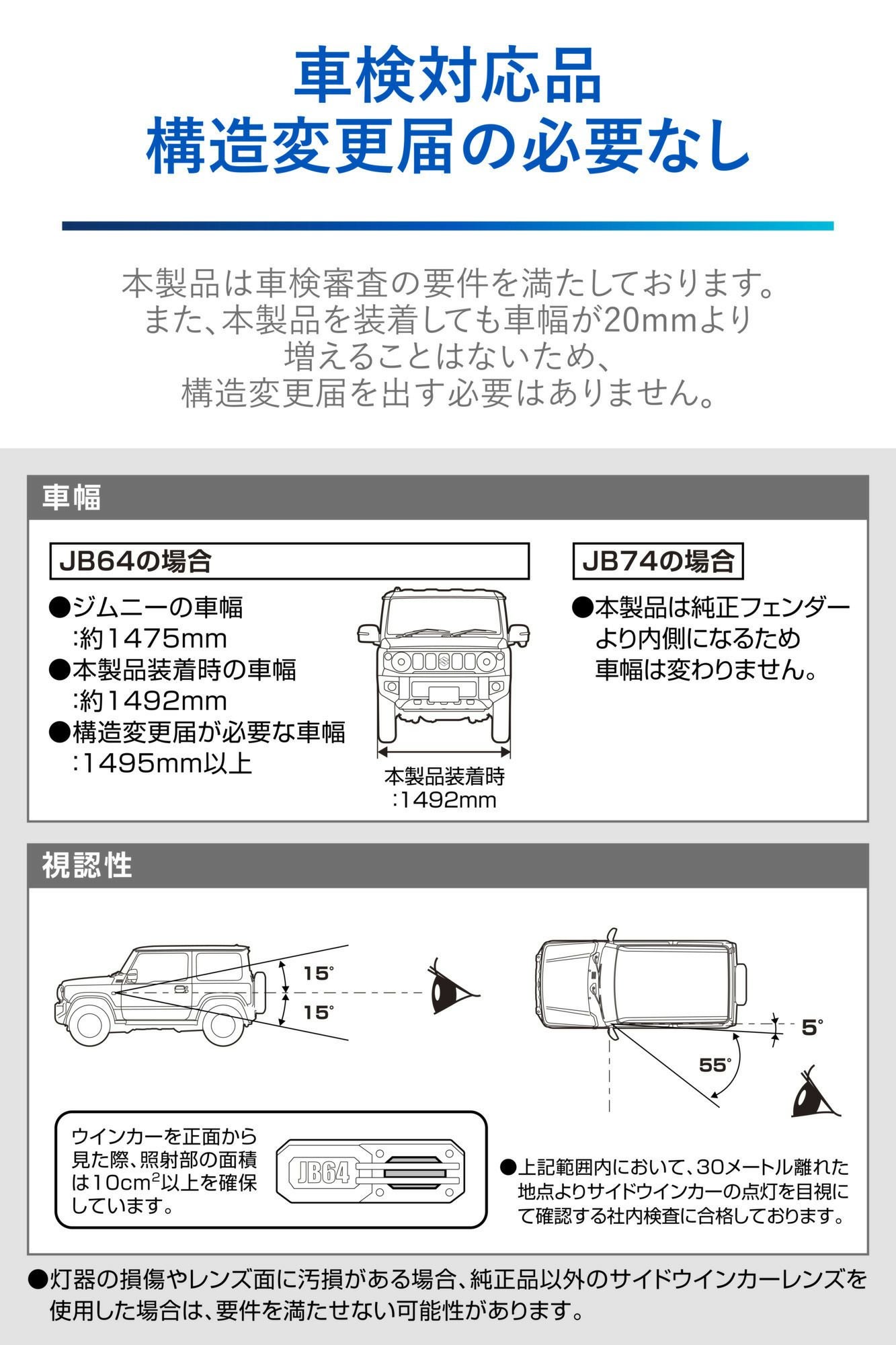 NZ879 ジムニー専用 ドレスアップパーツ サイドウインカーガード