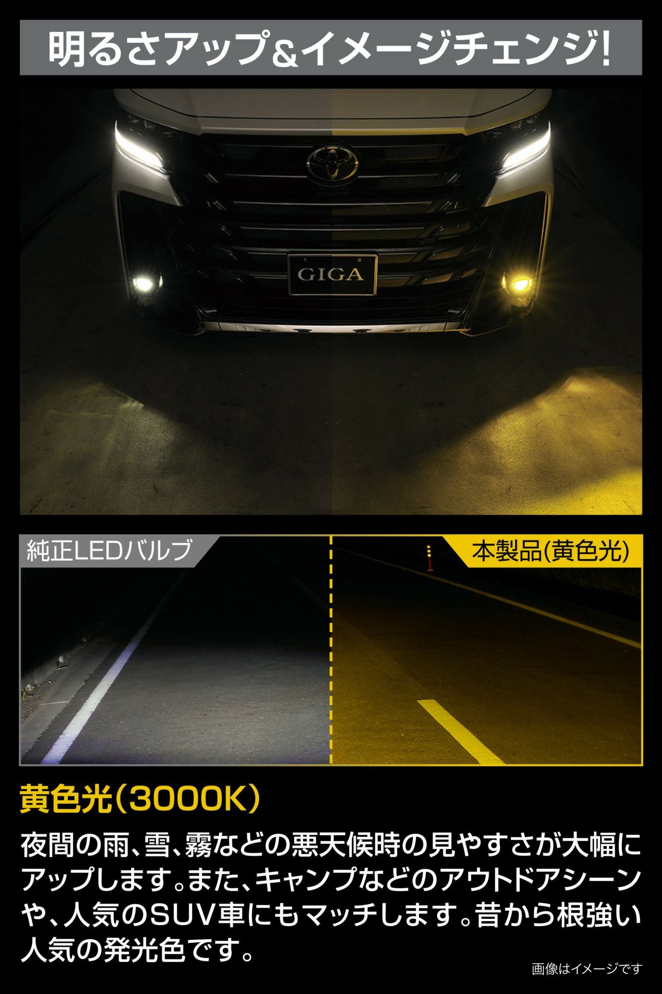 BW584 GIGA LEDフォグバルブ S3500GSD デュアルカラー6000K/3000K