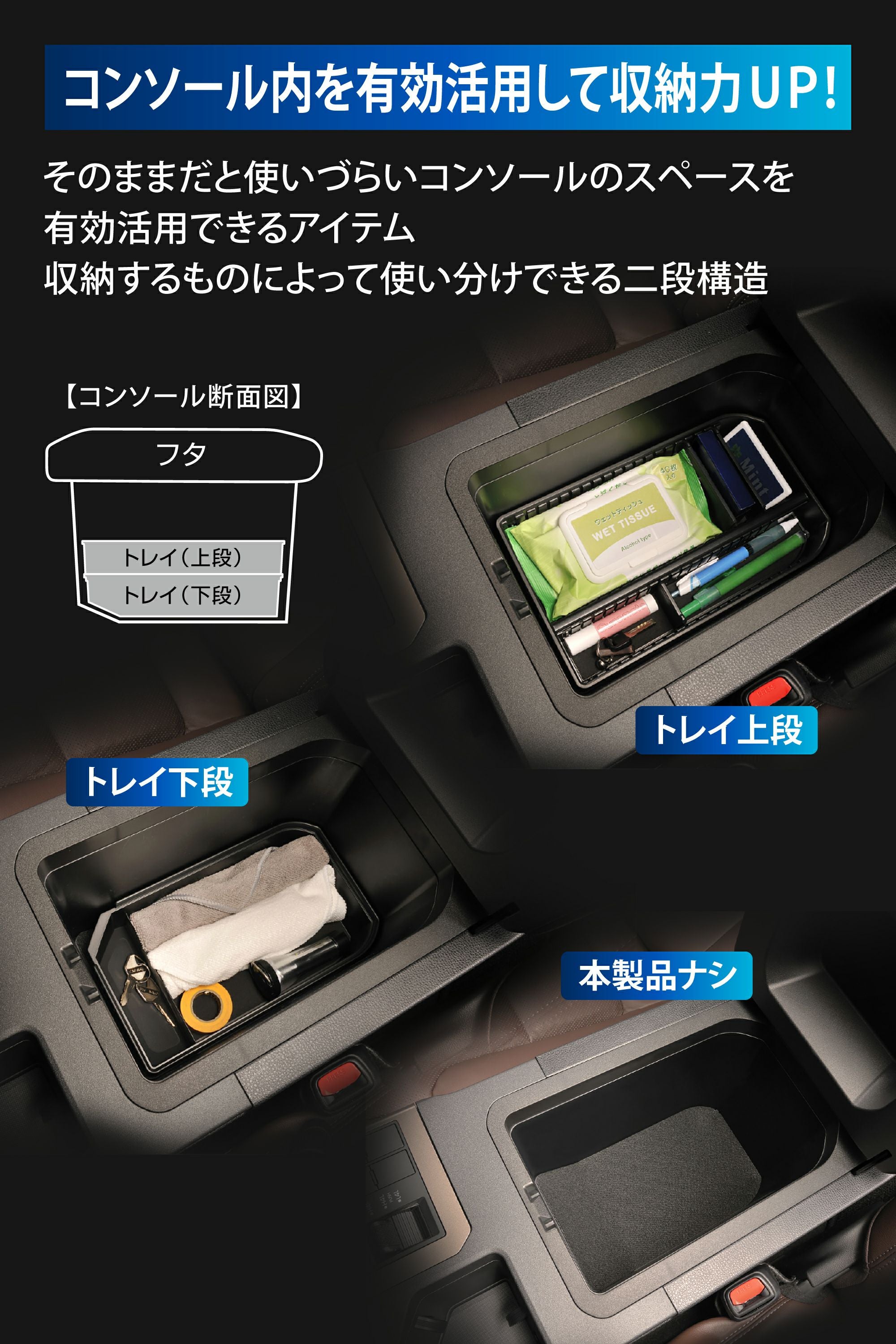NZ877 ランドクルーザー250専用 コンソールオーガナイザー