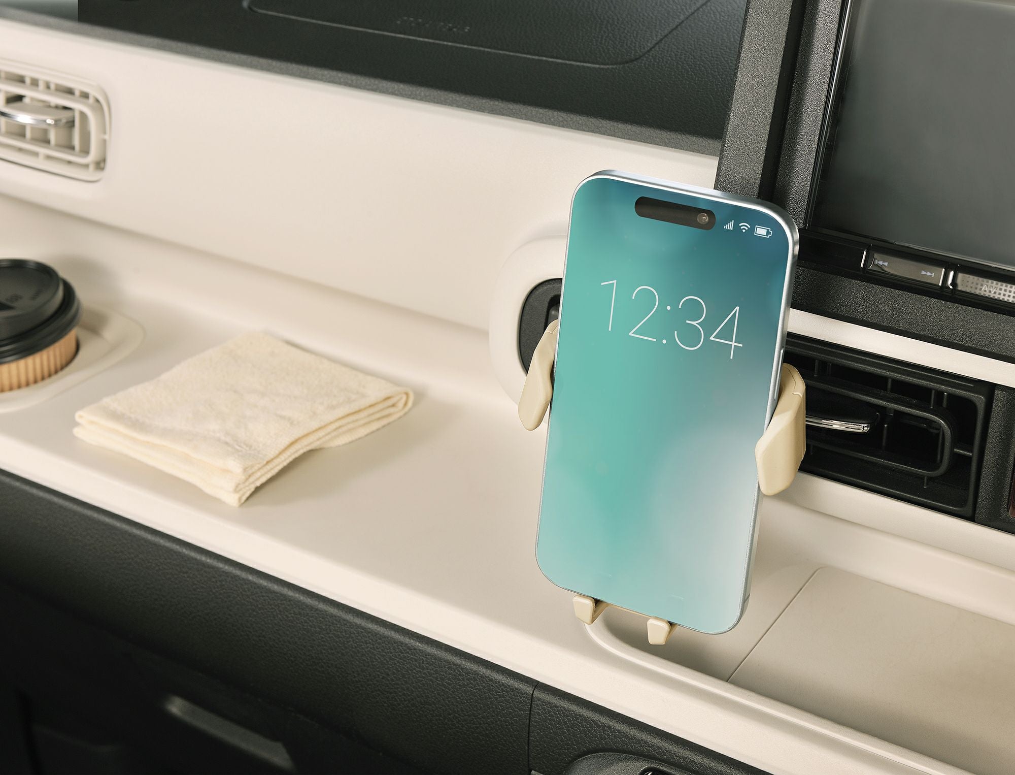 SA43 スマホルダー ウィングキャッチ エアコン取り付け サンドベージュ