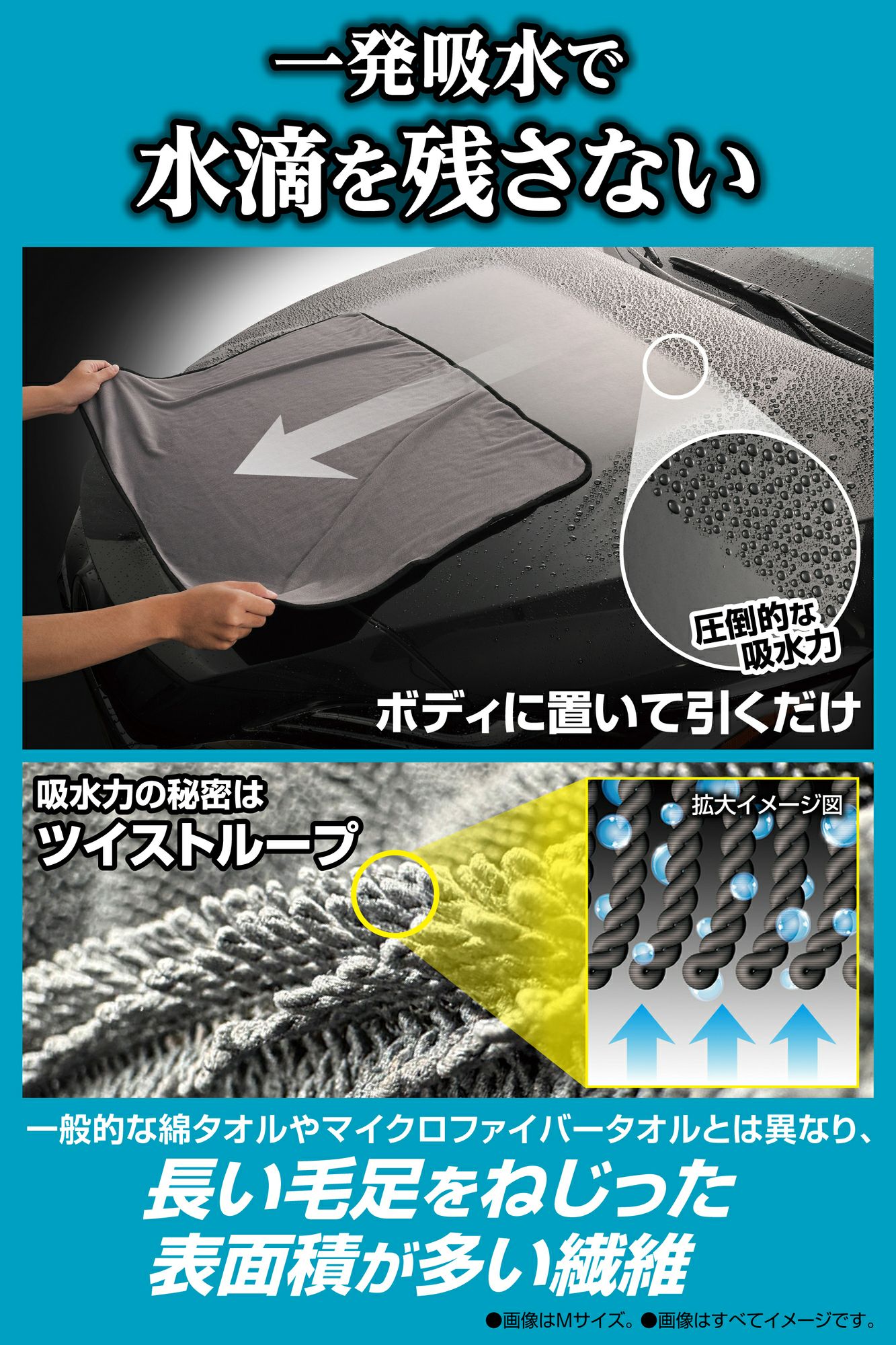 C431S 超吸水ゼロタオル S・Mサイズ 各1枚 | カーメイト 公式