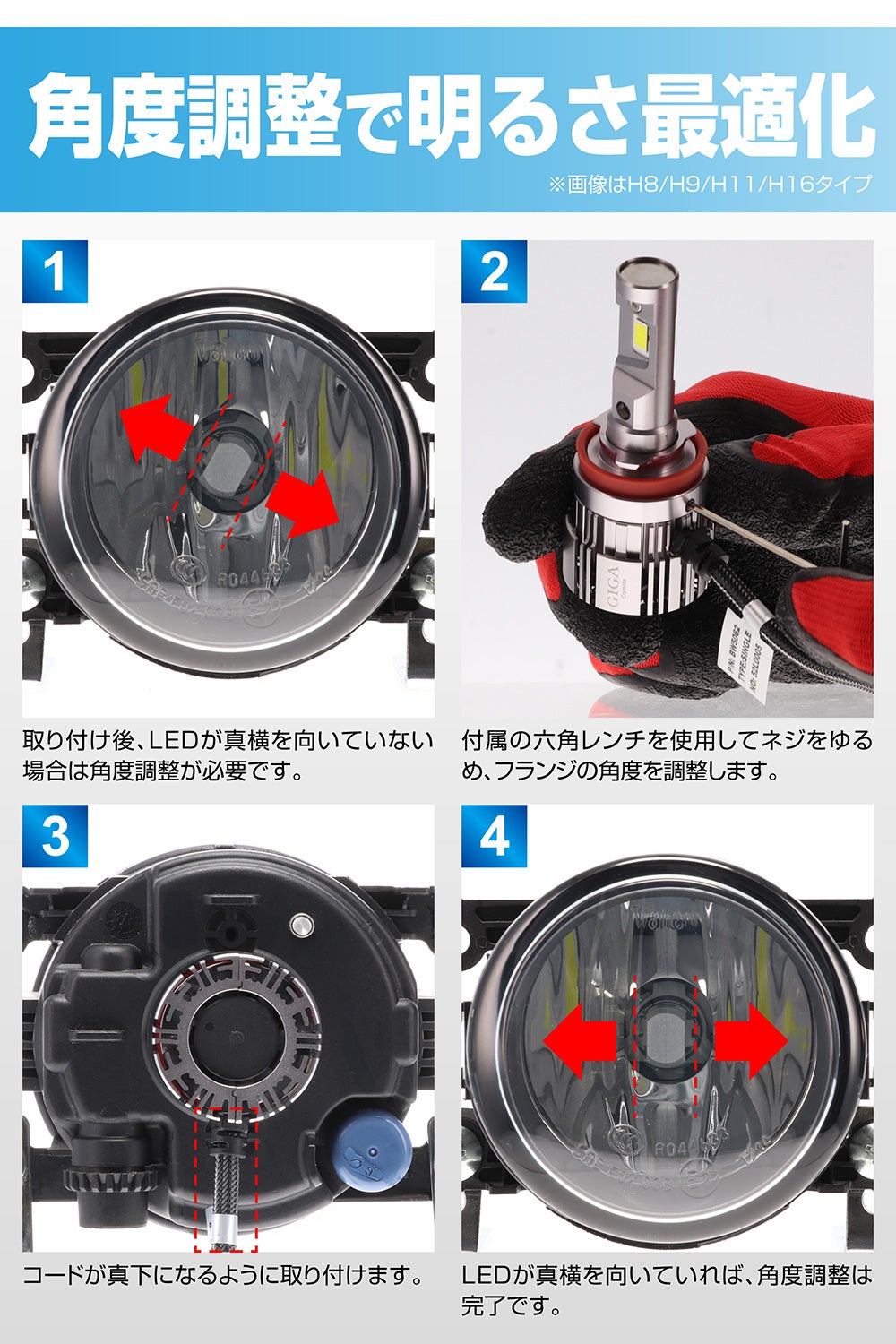 BW5062 GIGA LEDヘッド&フォグバルブS7プラス 6000K H8/H9/H11/H16/HB3