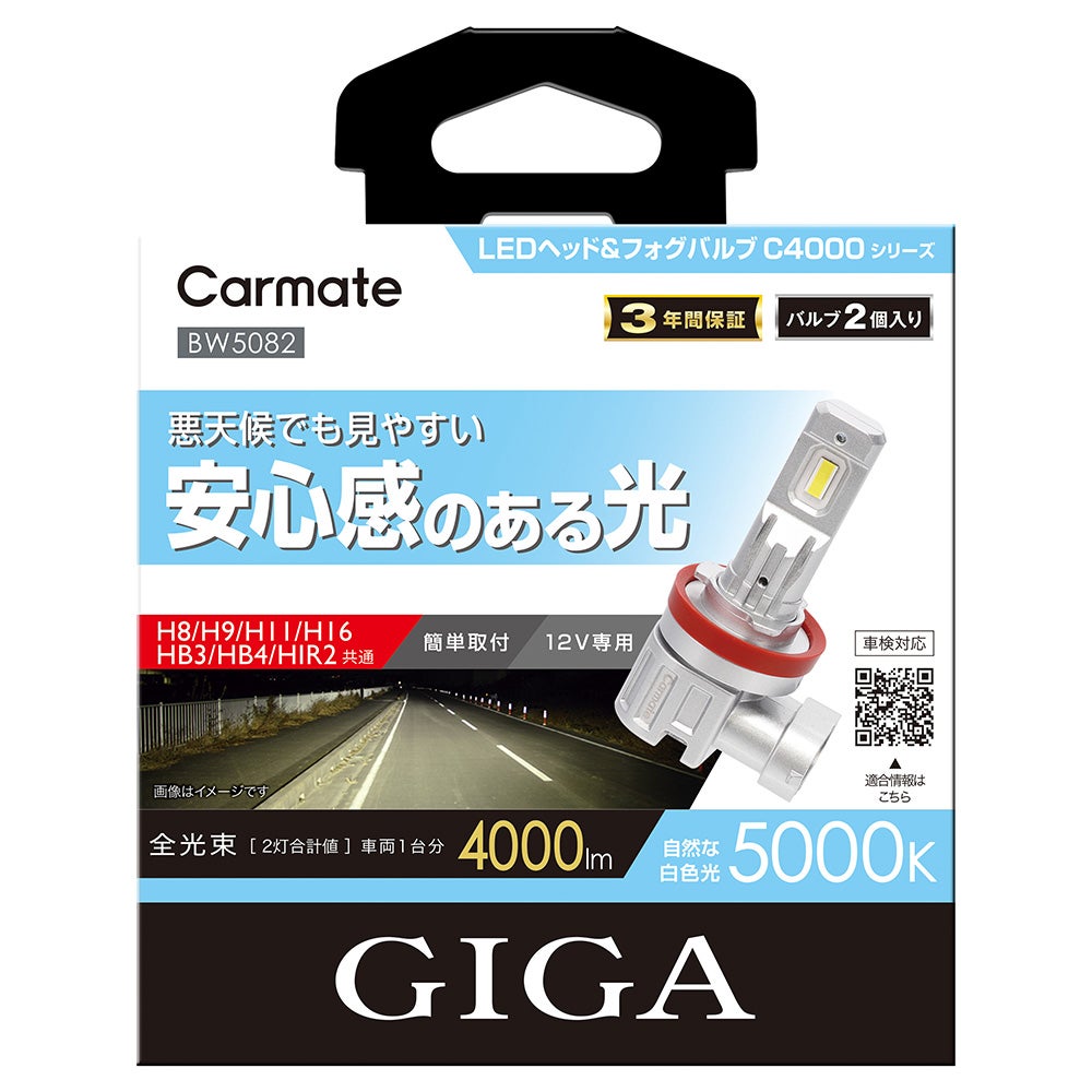 BW5082 GIGA LEDヘッド&フォグバルブC4000 5000K H8/H9/H11/H16/HB3